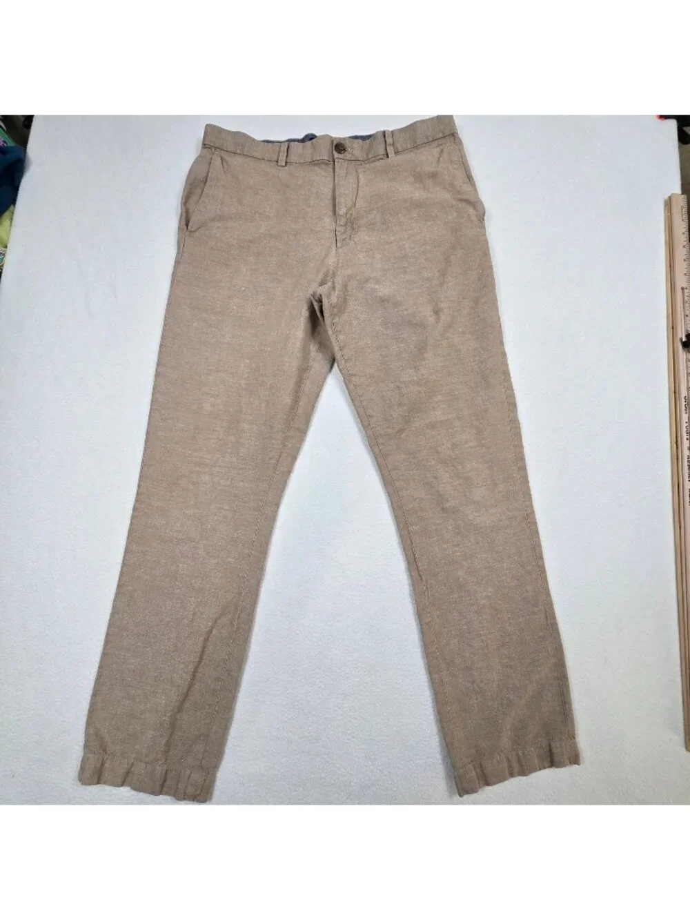 Banana Republic Mens 36X34 Aiden Chino Pants Beige Lightweight Linen Blend